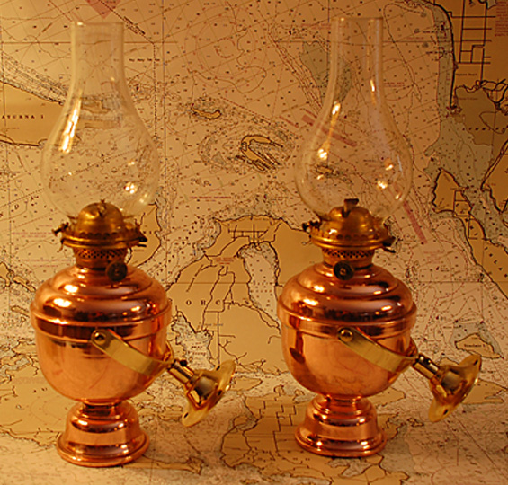 Matched Pair of Gimbaled Cabin Oil Lamps